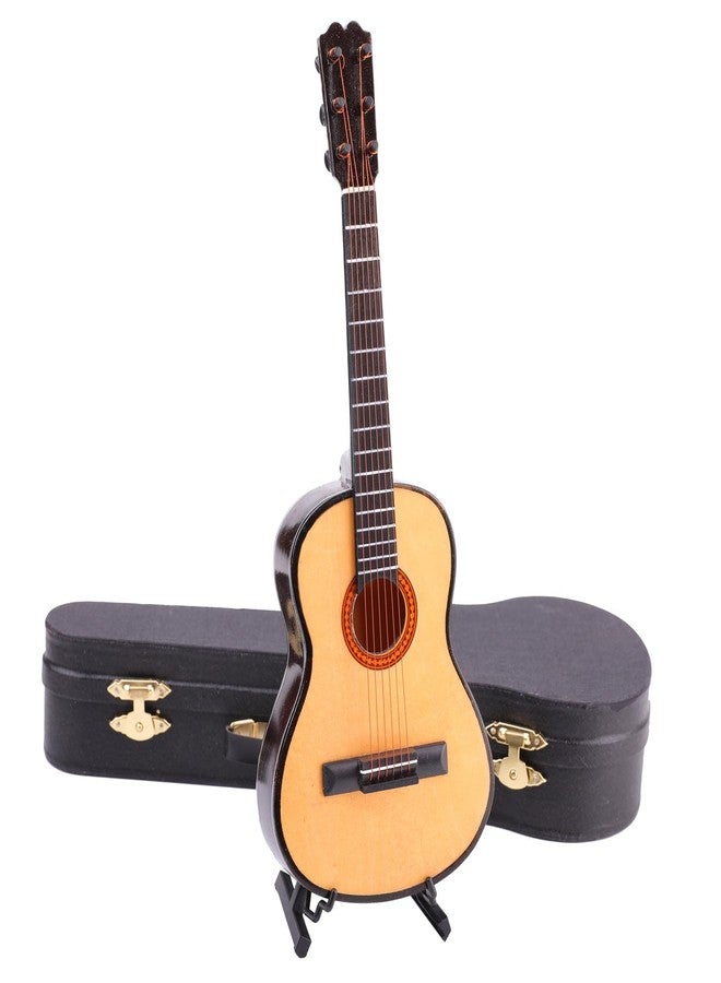 Dselvgvu Wooden Miniature Guitar with Stand and Case Mini Musical Instrument Guitar Replica Collectible Figurines Dollhouse Accessories Model Home Decoration Display Ornament (9.84"x3.62"x1.18") - Image 5